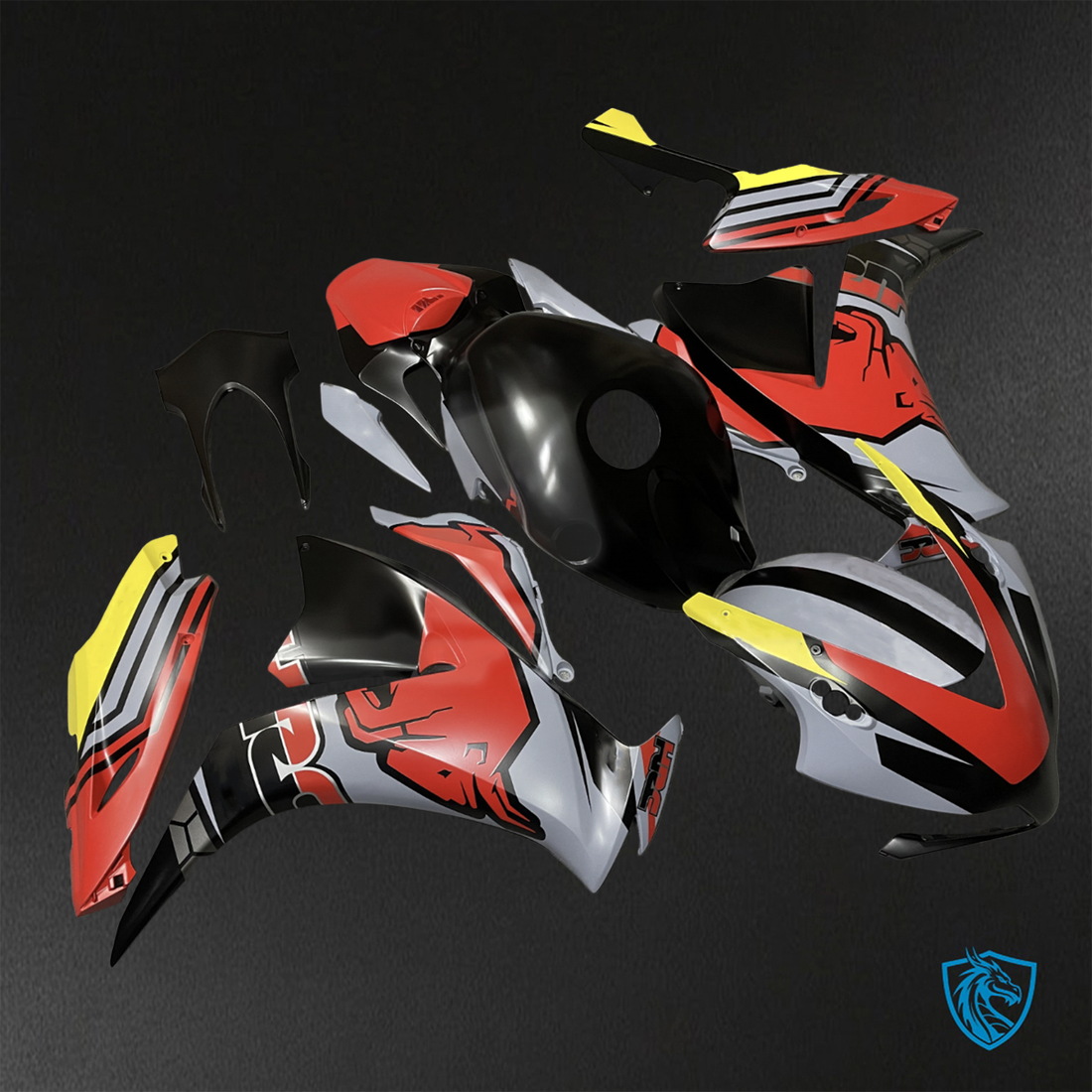 Honda CBR1000RR (2012-2016) Matte Grey, Black and Red Bull Fairings Kit - Aftermarket ABS Bodywork