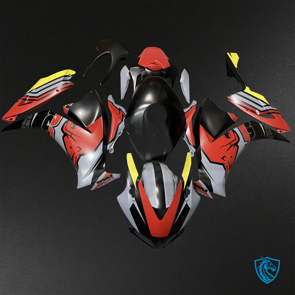 Honda CBR1000RR (2012-2016) Matte Grey, Black and Red Bull Fairings Kit - Aftermarket ABS Bodywork