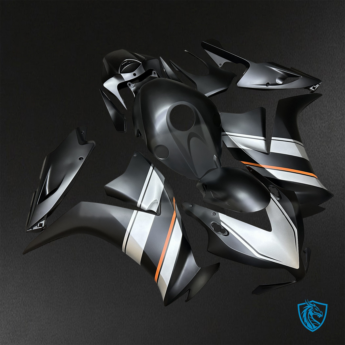 Honda CBR1000RR (2012-2016) Matte Black, White & Orange - Custom ABS Fairing Kit