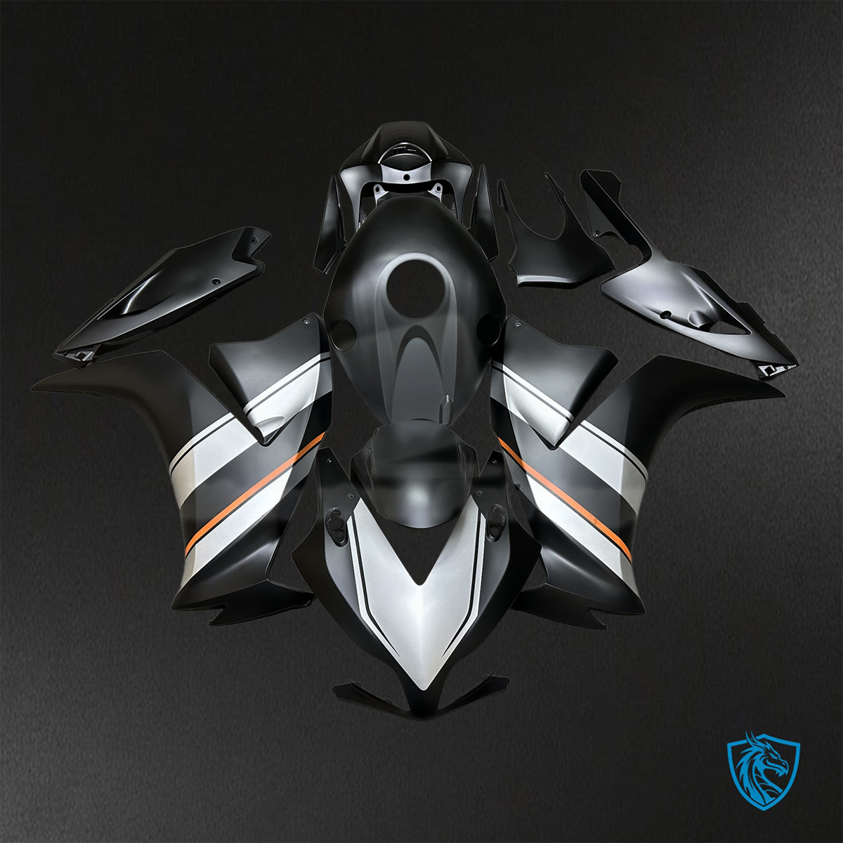 Honda CBR1000RR (2012-2016) Matte Black, White & Orange - Custom ABS Fairing Kit