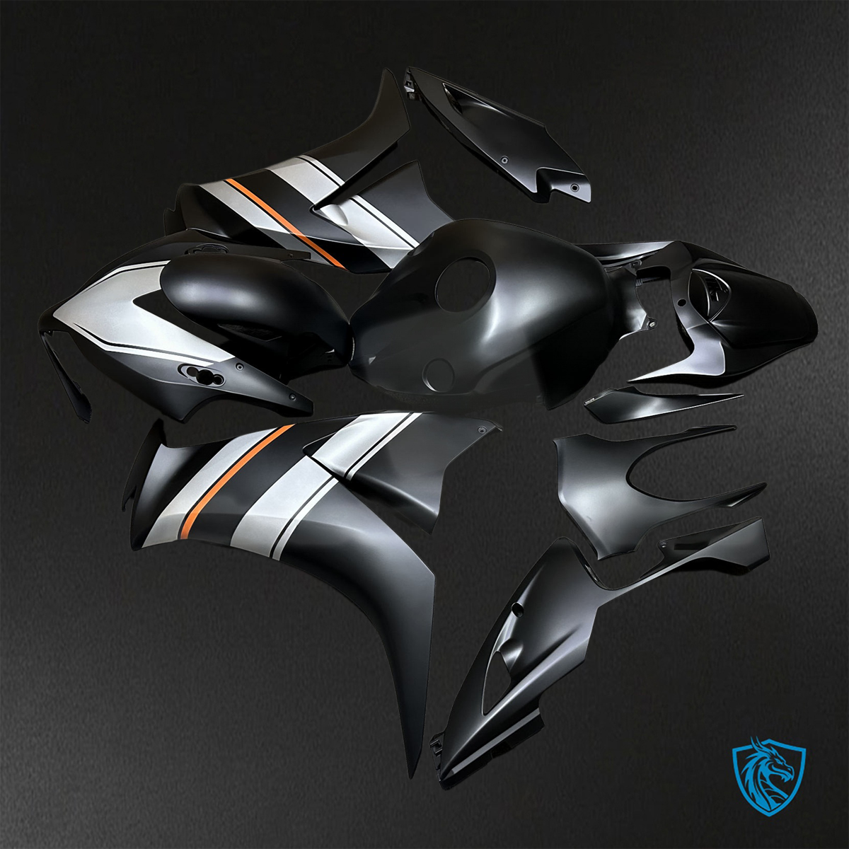 Honda CBR1000RR (2012-2016) Matte Black, White & Orange - Custom ABS Fairing Kit