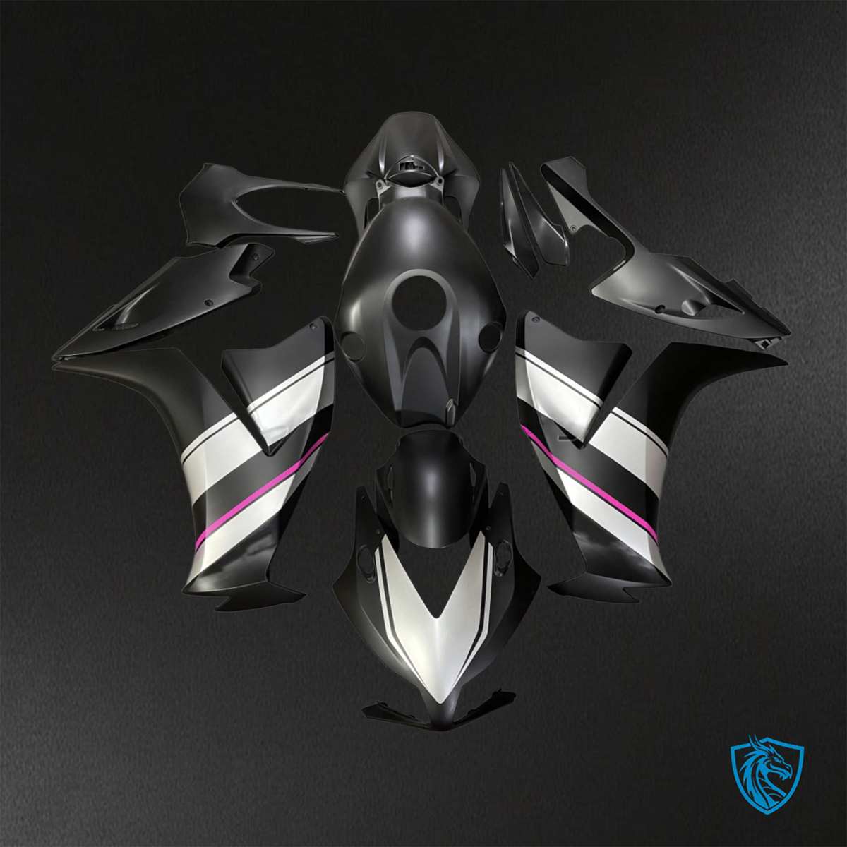Honda CBR1000RR (2012-2016) Matte Black, White & Pink ABS Bodywork - Fairings Kit