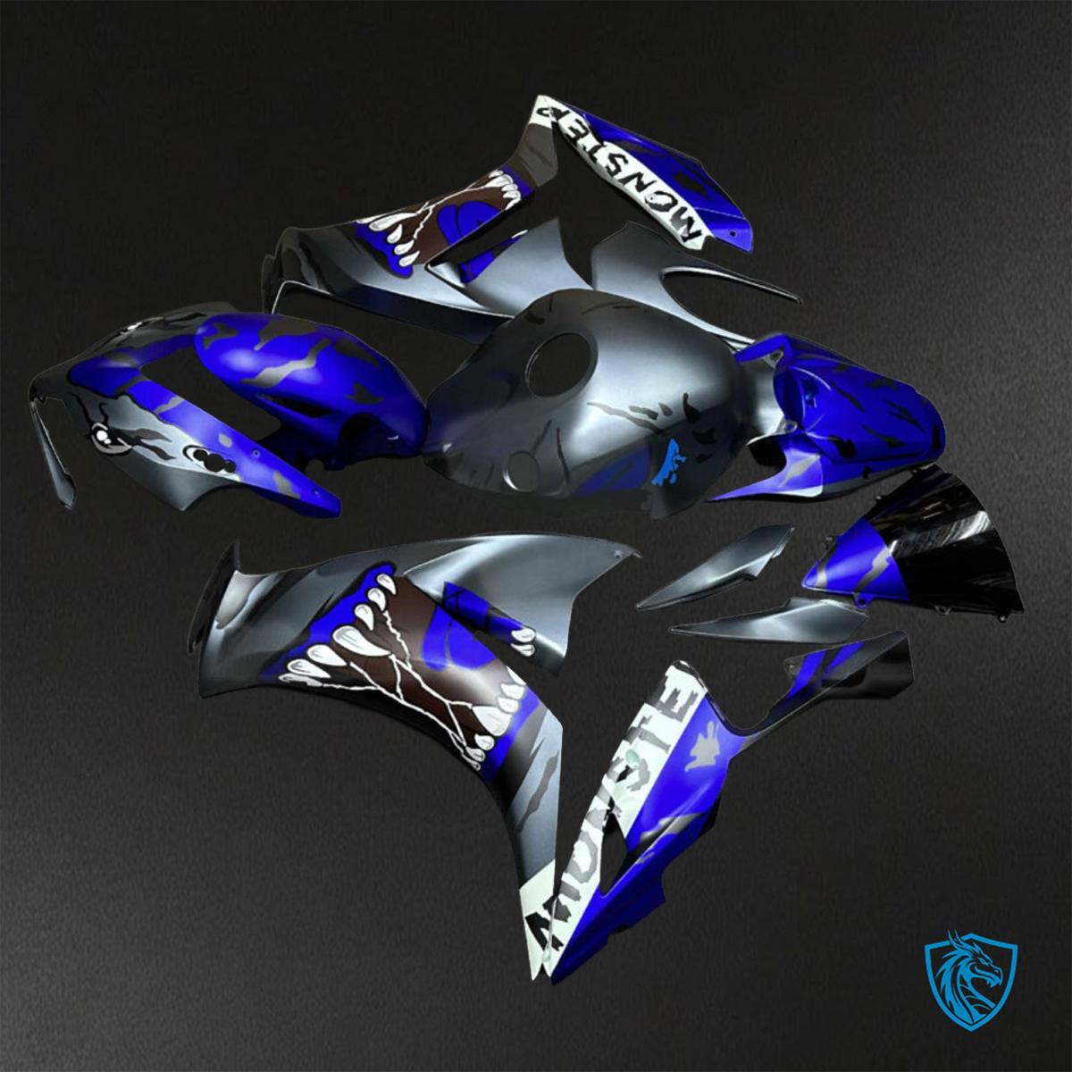 Honda CBR1000RR (2012-2016) Silver & Blue Monster - Replacement Motorcycle Fairings Kit
