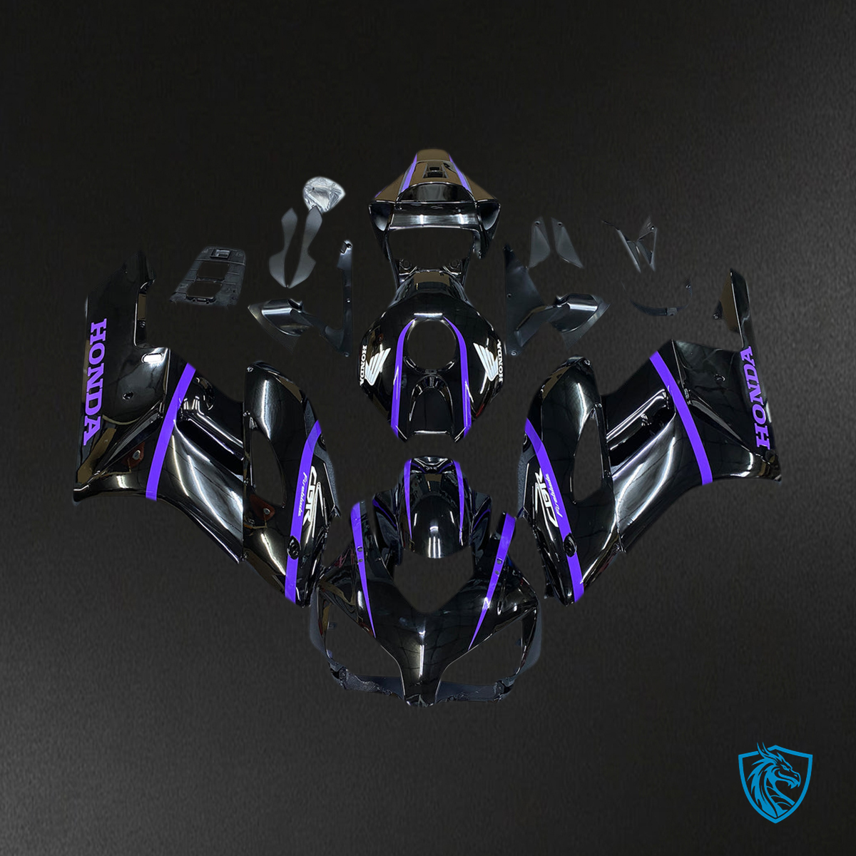 Honda CBR1000RR (2004-2005) Black & Purple - MERGEment Motorcycle Fairings Kit