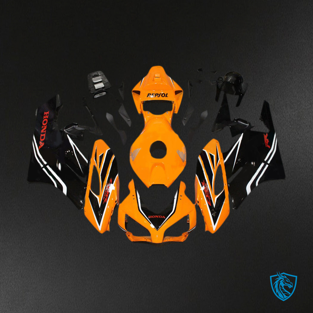 Honda CBR1000RR (2004-2005) Black & Orange - MERGEment Motorcycle Fairings Kit