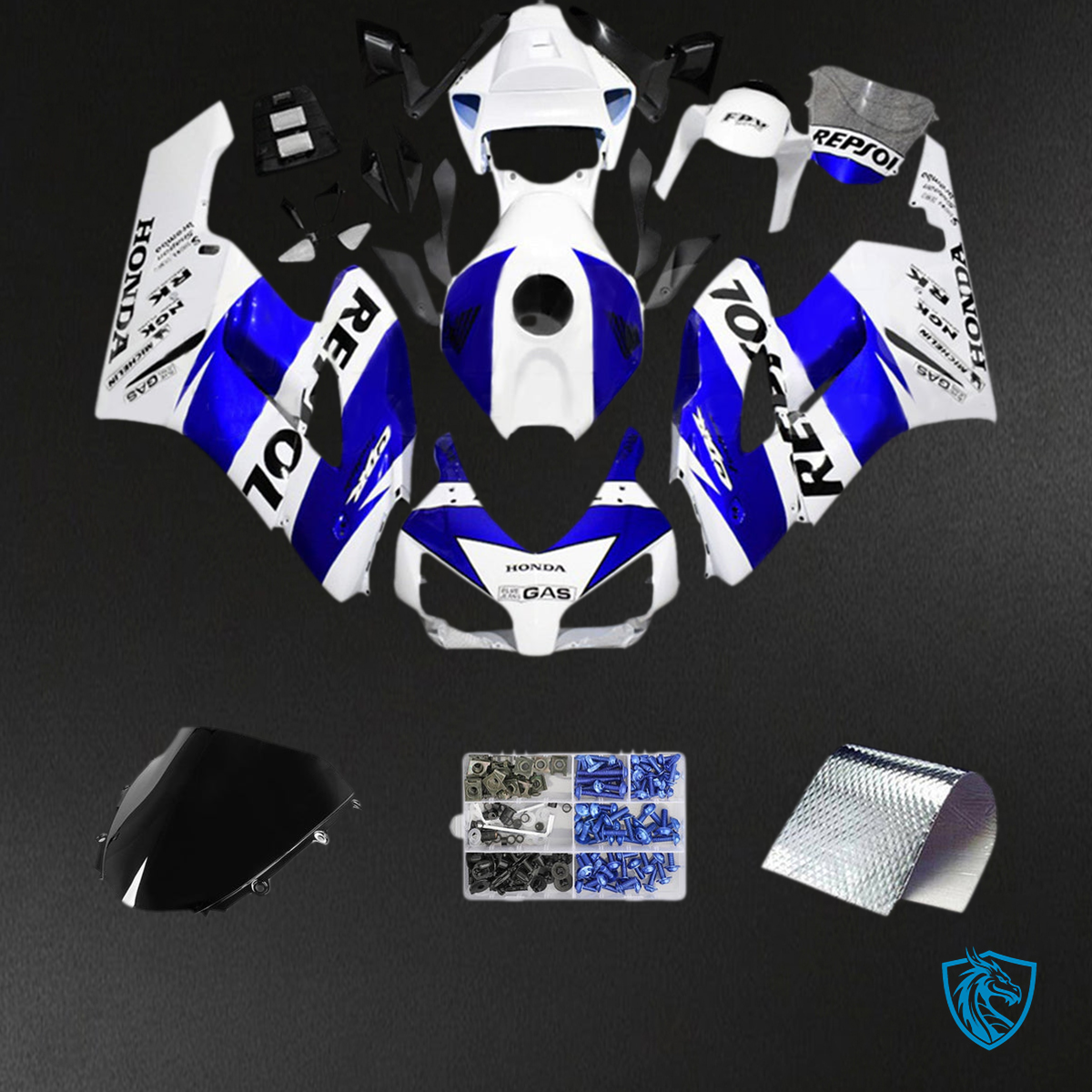 Honda CBR1000RR (2004-2005) White & Blue Fairing Kit | ABS Bodywork