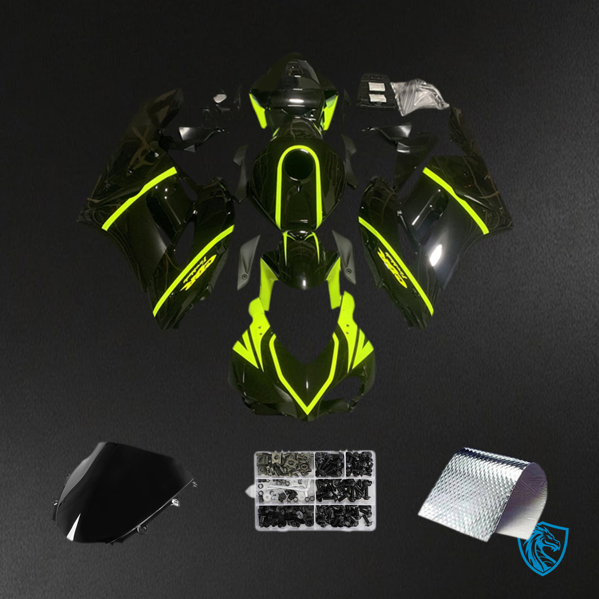 Honda CBR1000RR (2004-2005) Black & Neon Yellow Fairing Kit | ABS Bodywork