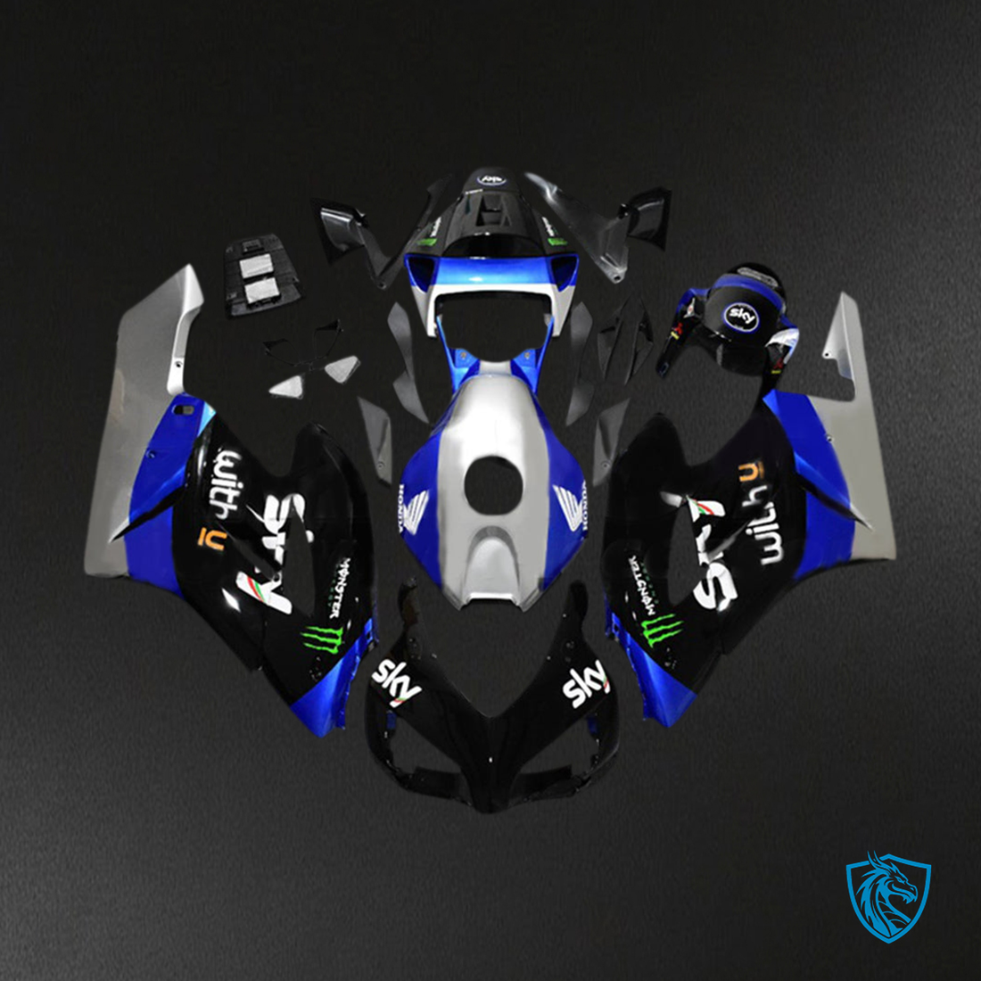 Honda CBR1000RR (2004-2005) Black, Blue & Silver - MERGEment Motorcycle Fairings Kit
