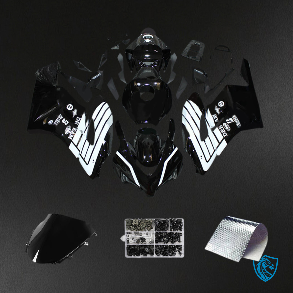 Honda CBR1000RR (2004-2005) Black & White - Custom ABS Fairing Kit