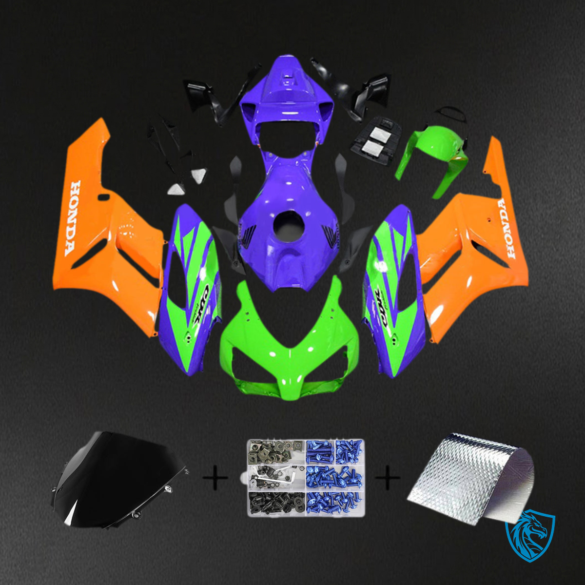 Honda CBR1000RR (2004-2005) Purple, Orange & Green Fairing Kit | ABS Bodywork