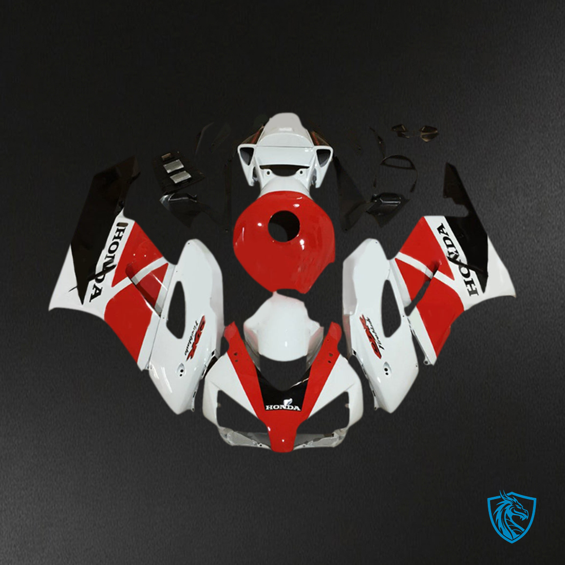 Honda CBR1000RR (2004-2005) White & Red Fairing Kit - Aftermarket ABS Bodywork