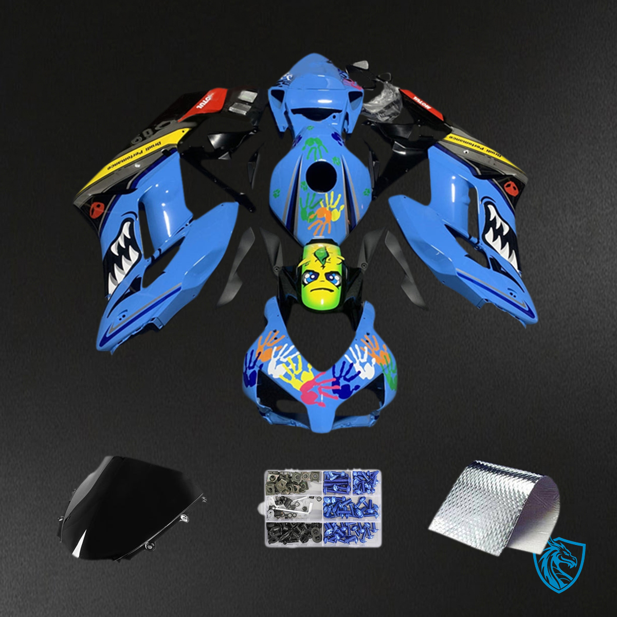 Honda CBR1000RR (2004-2005) Light Blue Shark Fairing Kit - Aftermarket ABS Bodywork
