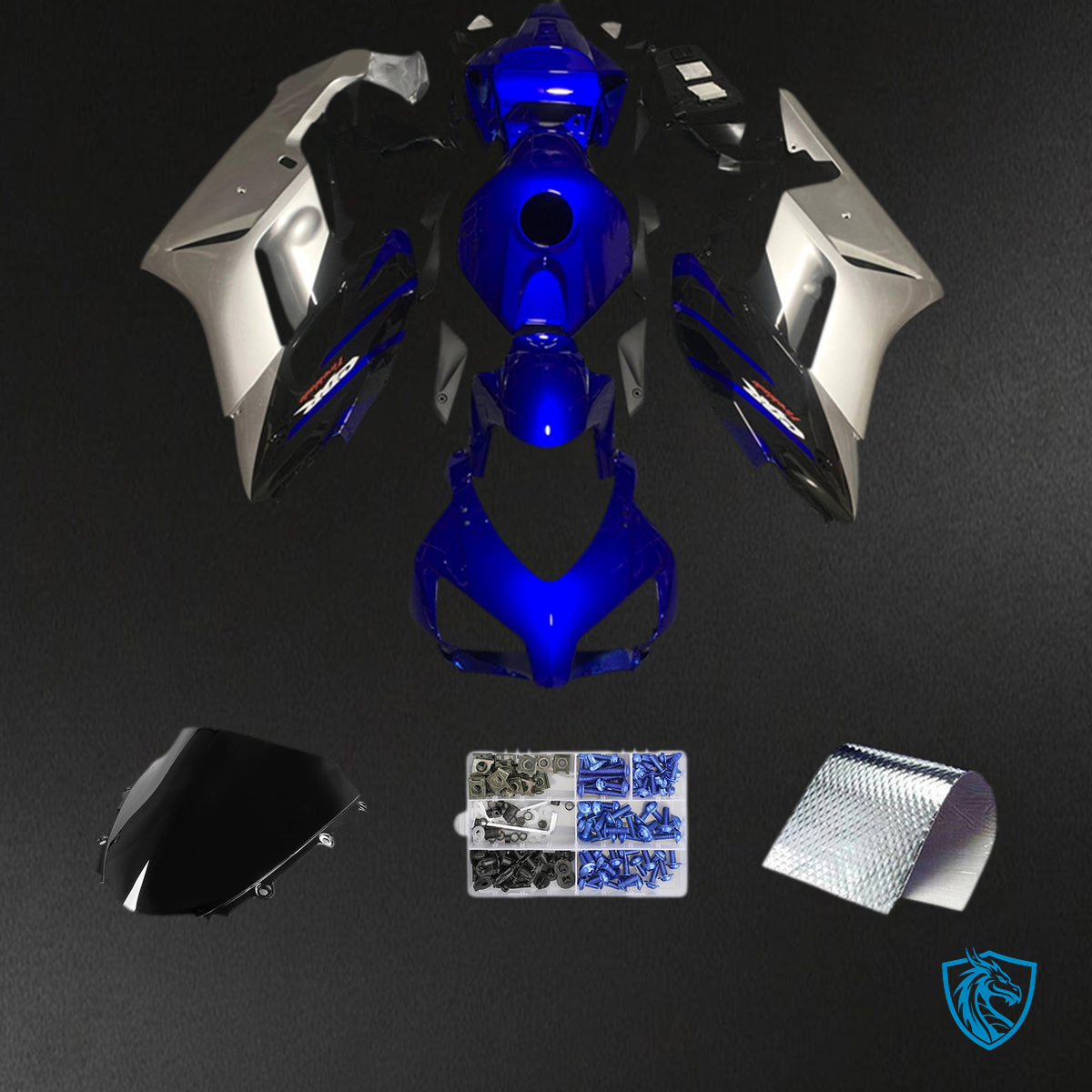 Honda CBR1000RR (2004-2005) Blue, Black & Silver Fairing Kit - Aftermarket ABS Bodywork