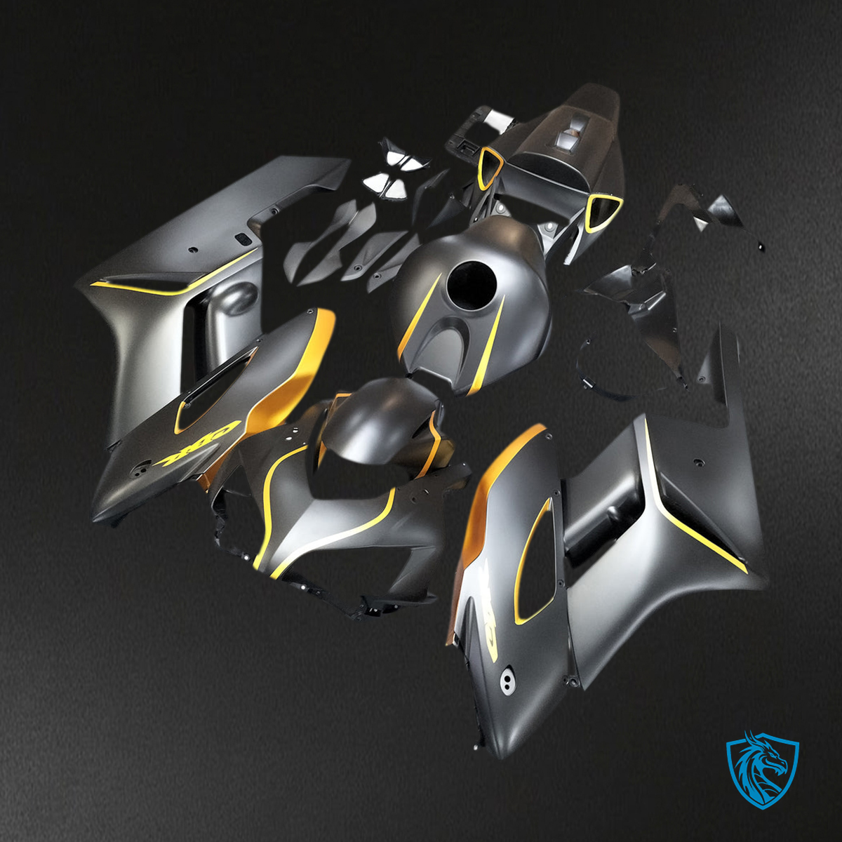 Honda CBR1000RR (2004-2005) Matte Black & Gold Fairing Kit | ABS Bodywork