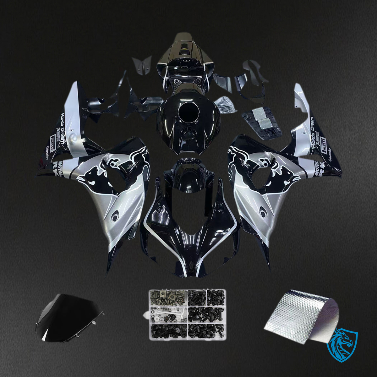 Honda CBR1000RR (2006-2007) Black & Silver - MERGEment Motorcycle Fairings Kit