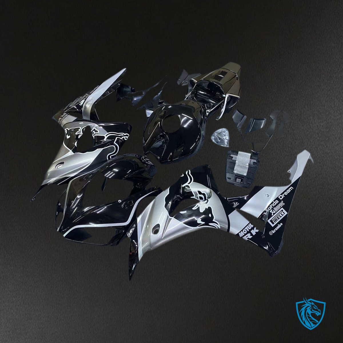 Honda CBR1000RR (2006-2007) Black & Silver - MERGEment Motorcycle Fairings Kit