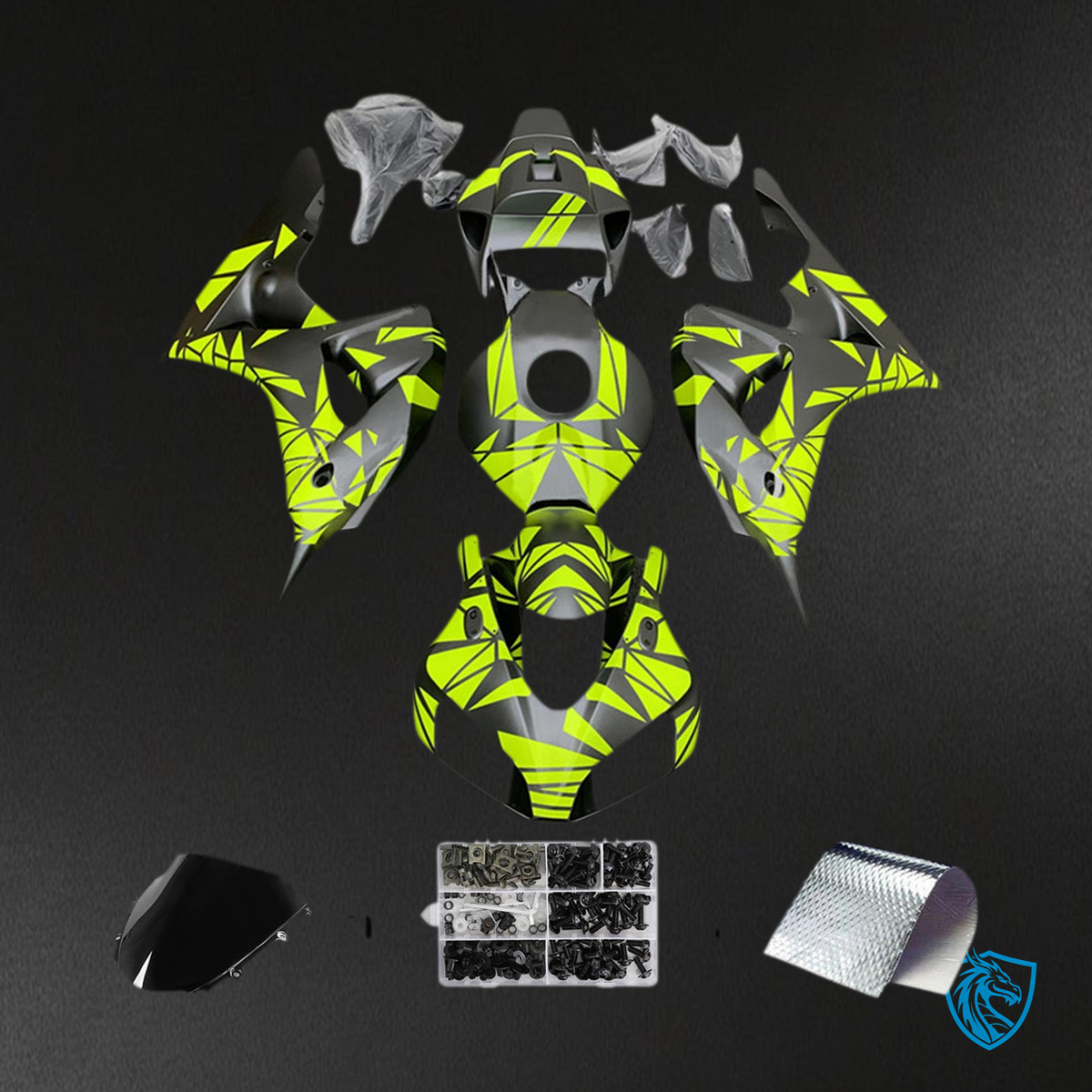 Honda CBR1000RR (2006-2007) Black & Neon Yellow - Custom ABS Fairing Kit