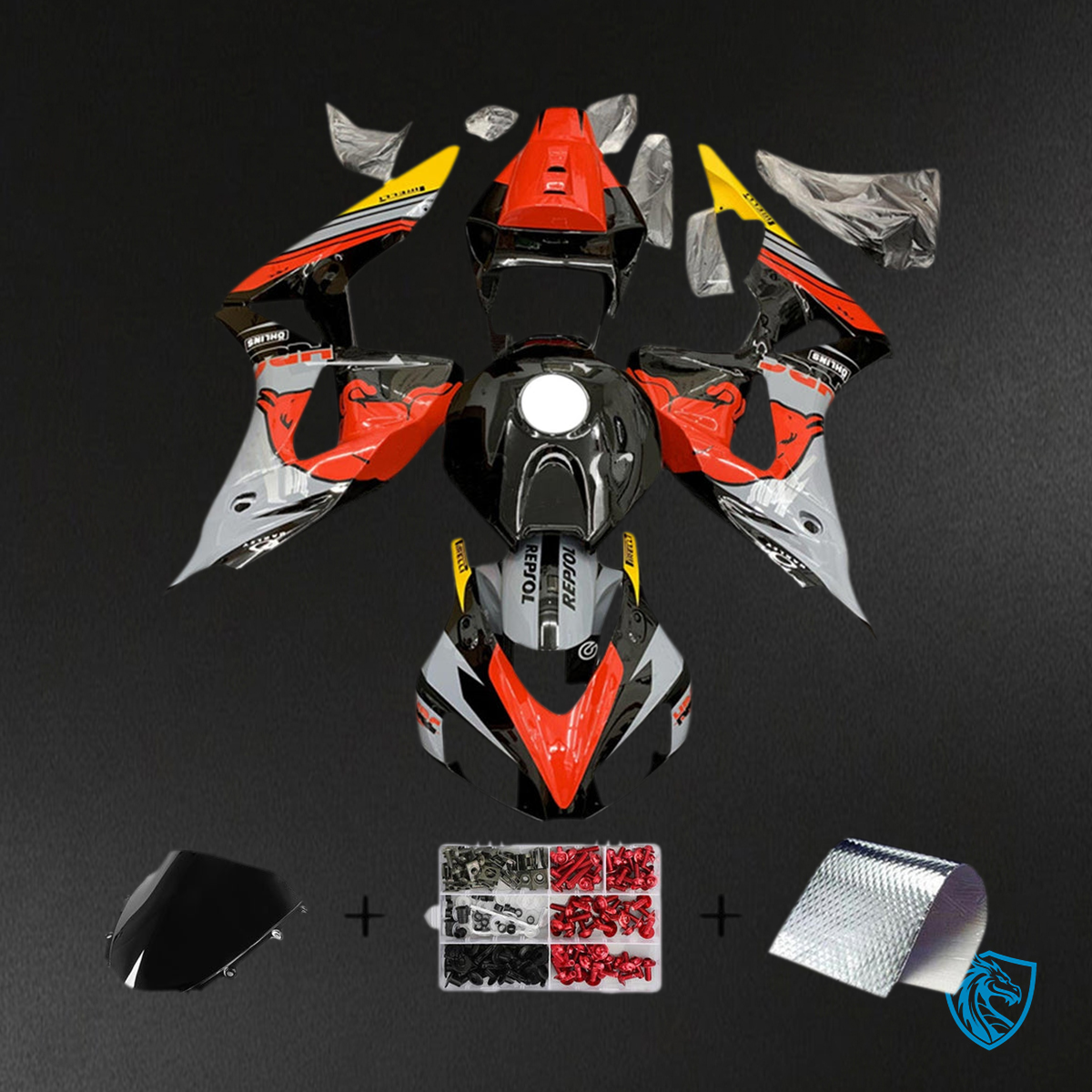 Honda CBR1000RR (2006-2007) Black, Red & Gray - MERGEment Motorcycle Fairings Kit