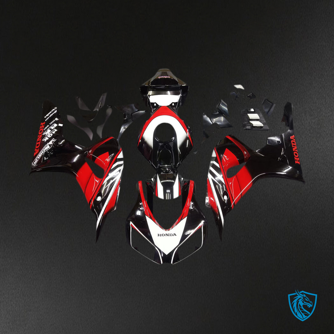 Honda CBR1000RR (2006-2007) Black, Red & White Fairing Kit - Aftermarket ABS Bodywork