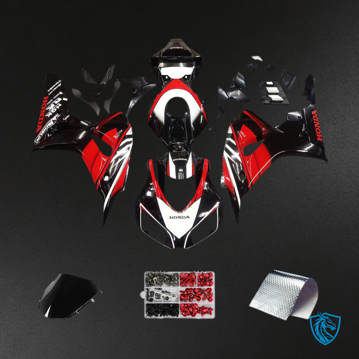 Honda CBR1000RR (2006-2007) Black, Red & White Fairing Kit - Aftermarket ABS Bodywork