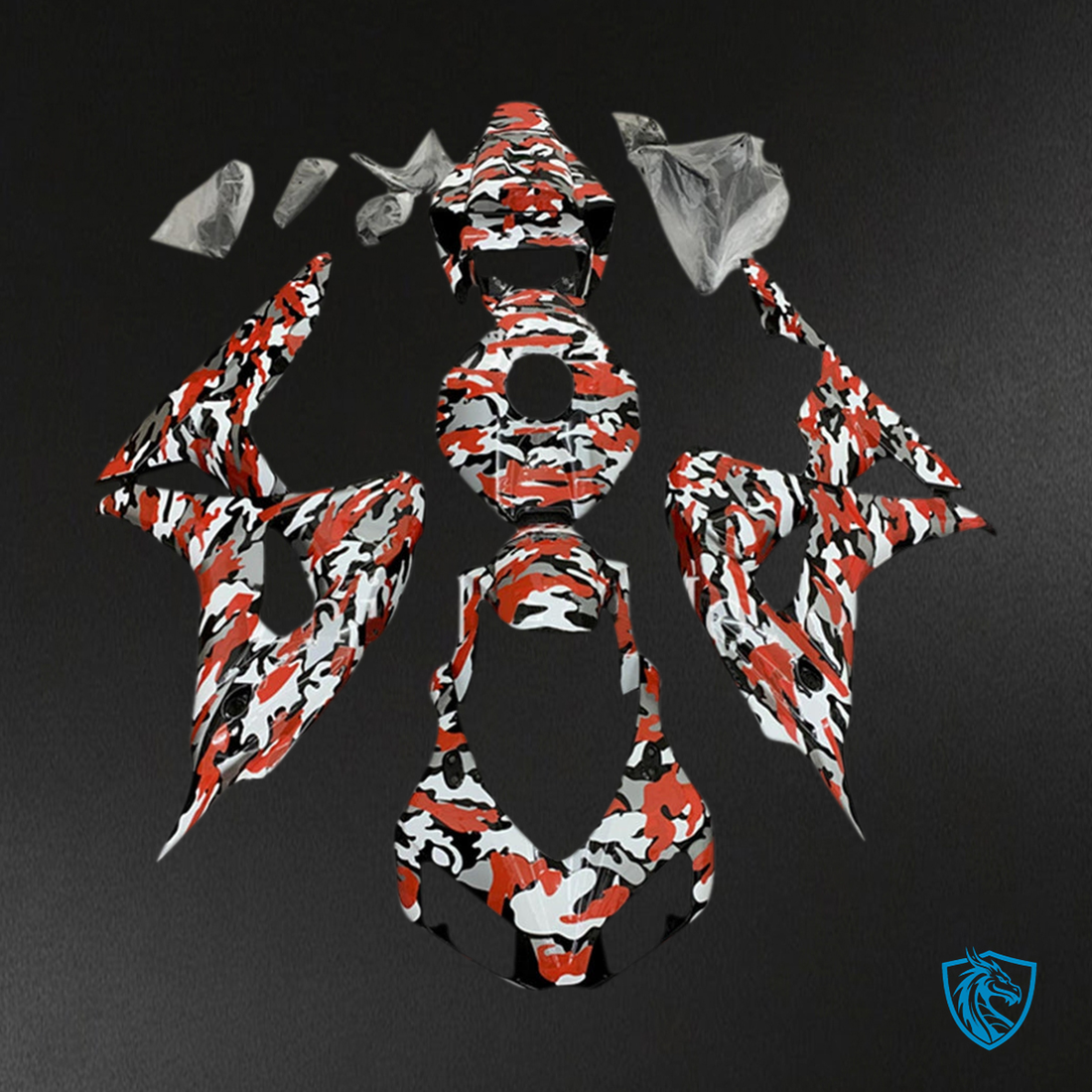 Honda CBR1000RR (2006-2007) Red & Black Camouflage - Custom ABS Fairing Kit