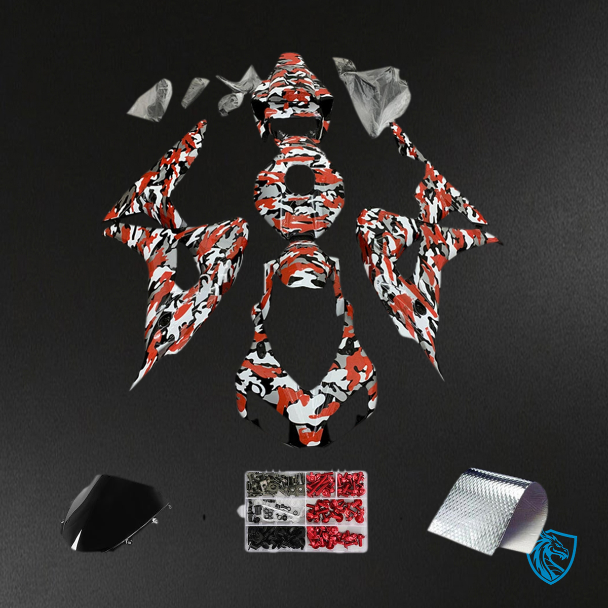 Honda CBR1000RR (2006-2007) Red & Black Camouflage - Custom ABS Fairing Kit