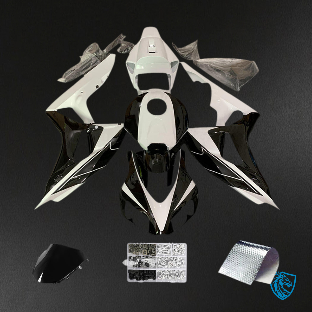 Honda CBR1000RR (2006-2007) White & Black - MERGEment Motorcycle Fairings Kit