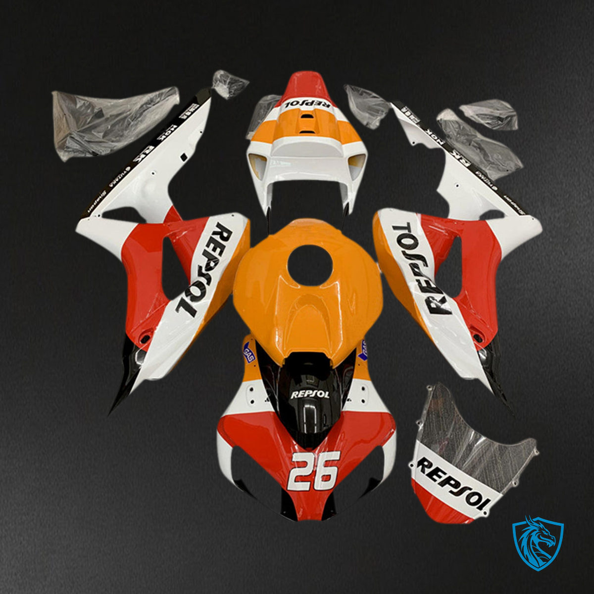 Honda CBR1000RR (2006-2007) White, Orange & Red - MERGEment Motorcycle Fairings Kit