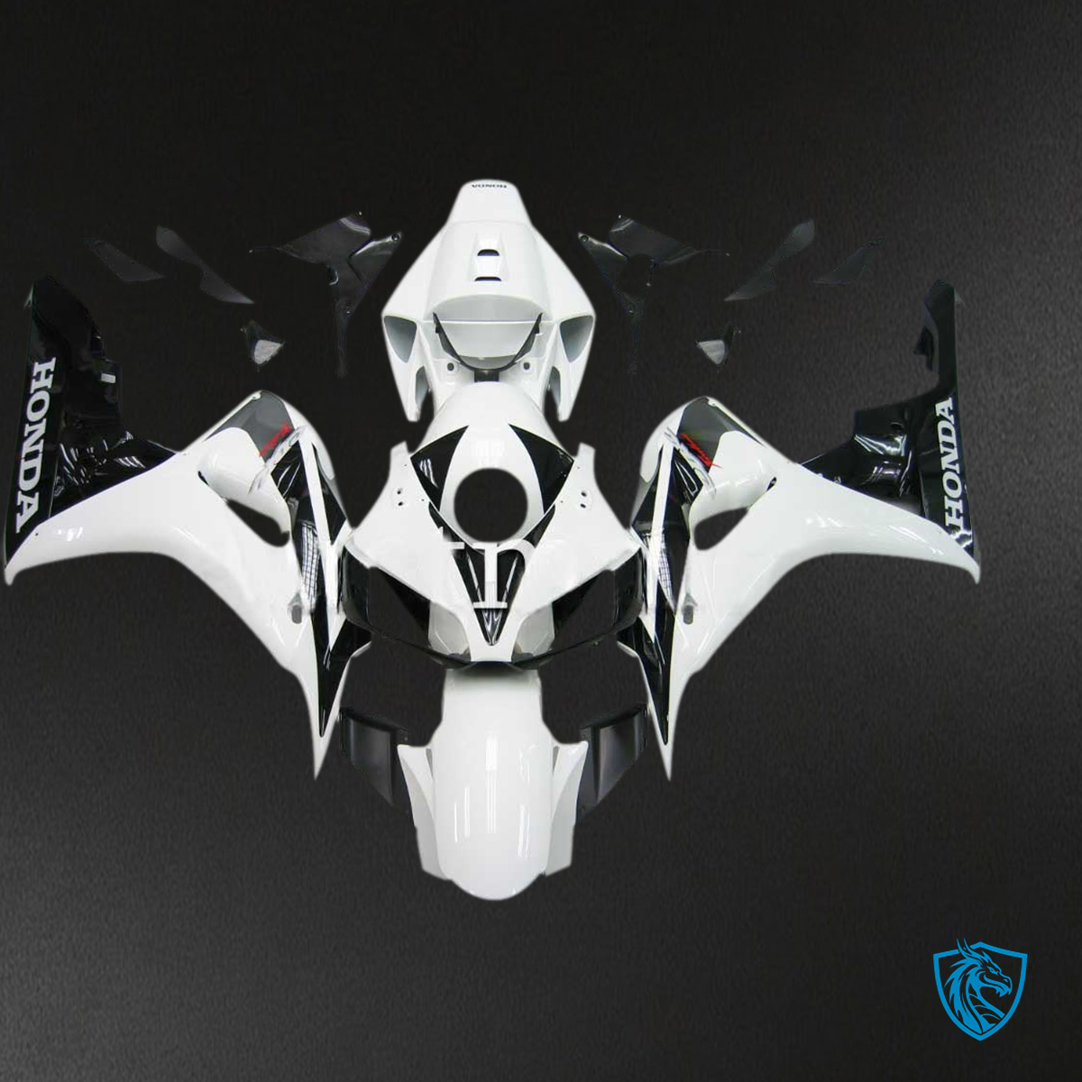 Honda CBR1000RR (2006-2007) White & Black Racing Generic Fairing Kit - Aftermarket ABS Bodywork