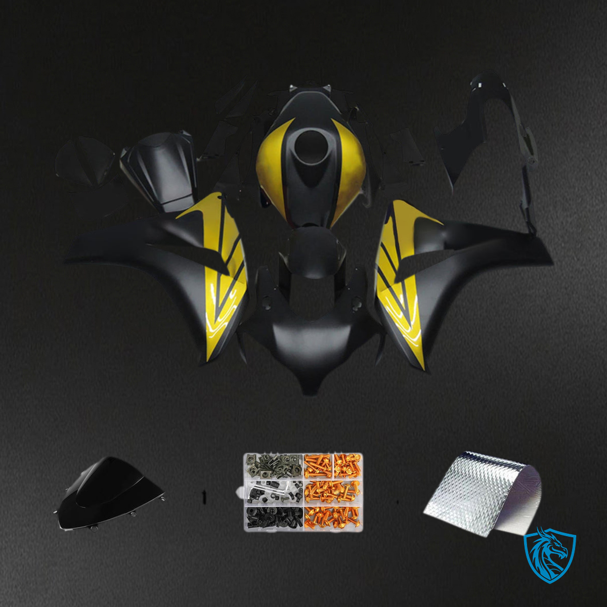 Honda CBR1000RR (2008-2011) Black & Gold Fairing Kit | ABS Bodywork