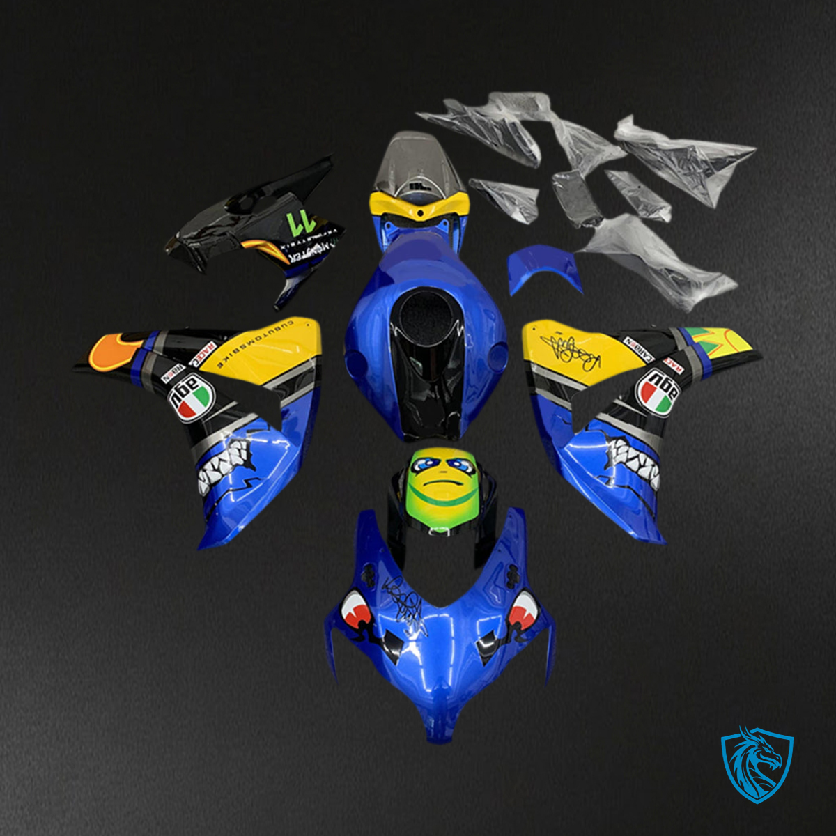 Honda CBR1000RR (2008-2011) Blue, Black & Yellow - MERGEment Motorcycle Fairings Kit