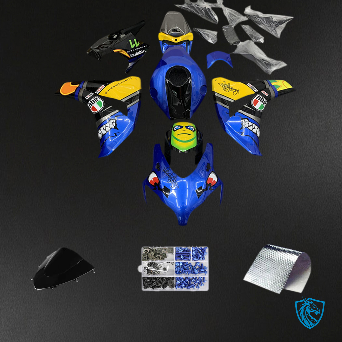 Honda CBR1000RR (2008-2011) Blue, Black & Yellow - MERGEment Motorcycle Fairings Kit