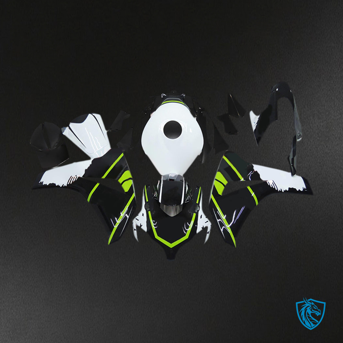 Honda CBR1000RR (2008-2011) White, Black & Green Fairing Kit - Aftermarket ABS Bodywork