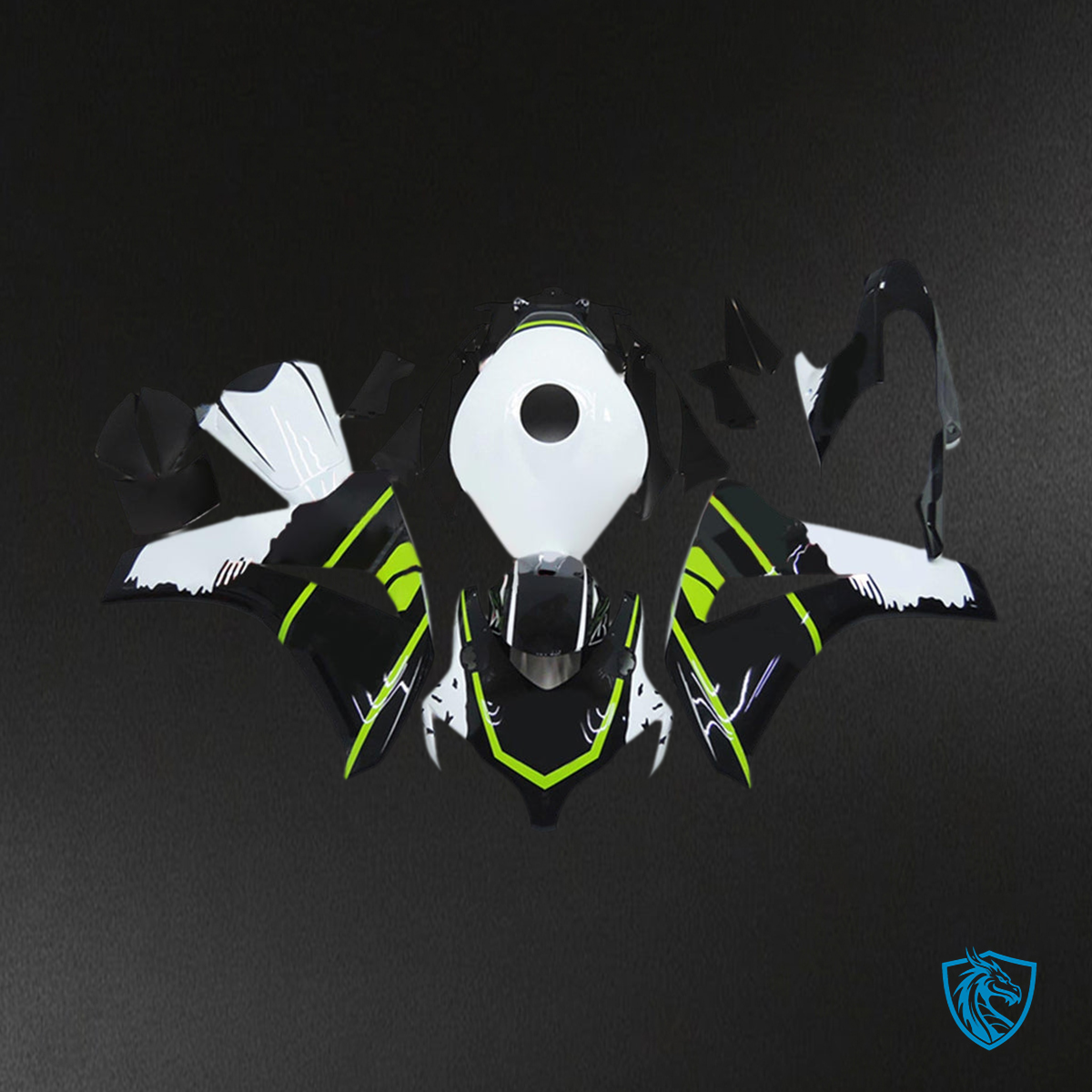 Honda CBR1000RR (2008-2011) White, Black & Green Fairing Kit - Aftermarket ABS Bodywork