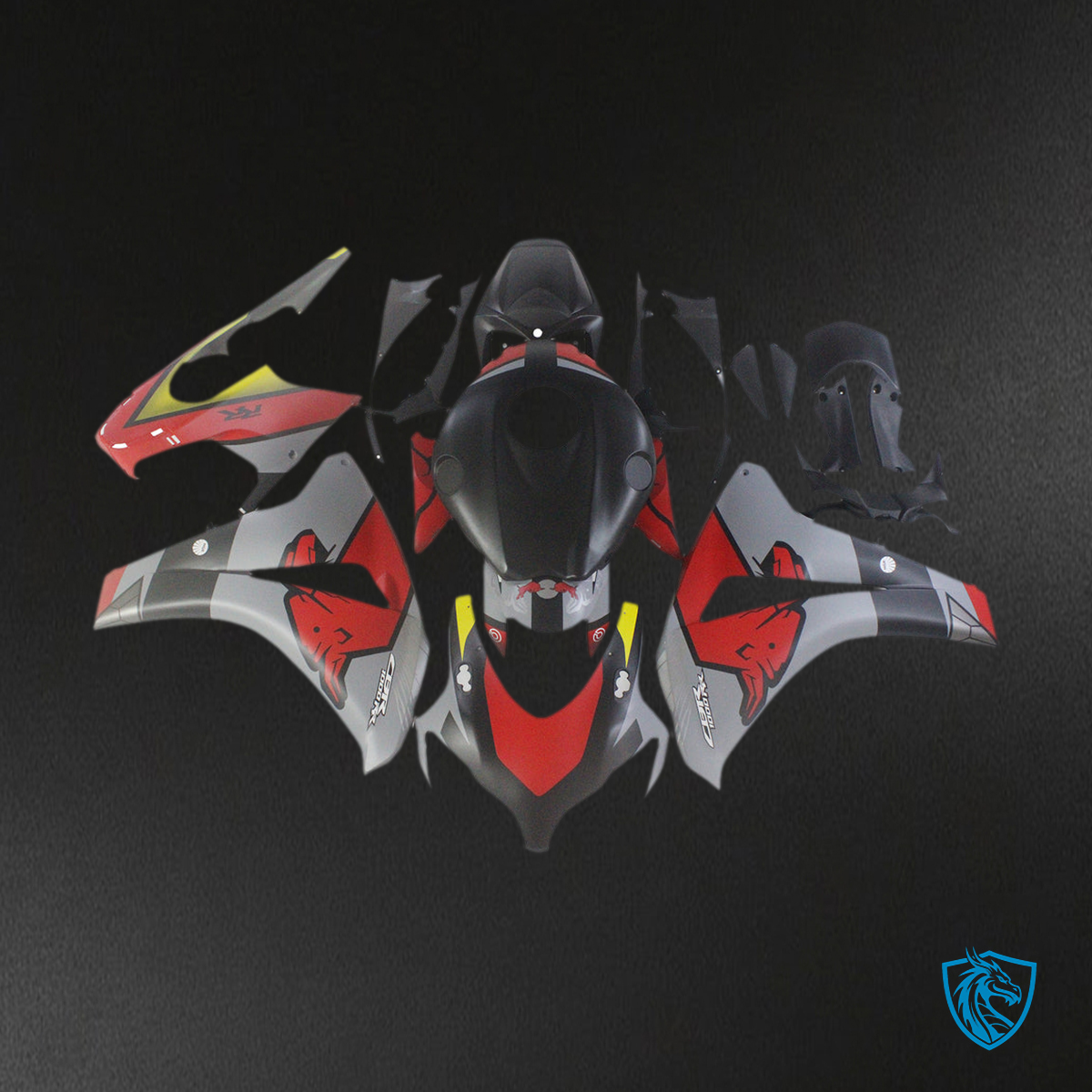 Honda CBR1000RR (2008-2011) Gray, Red & Black - Custom ABS Fairing Kit