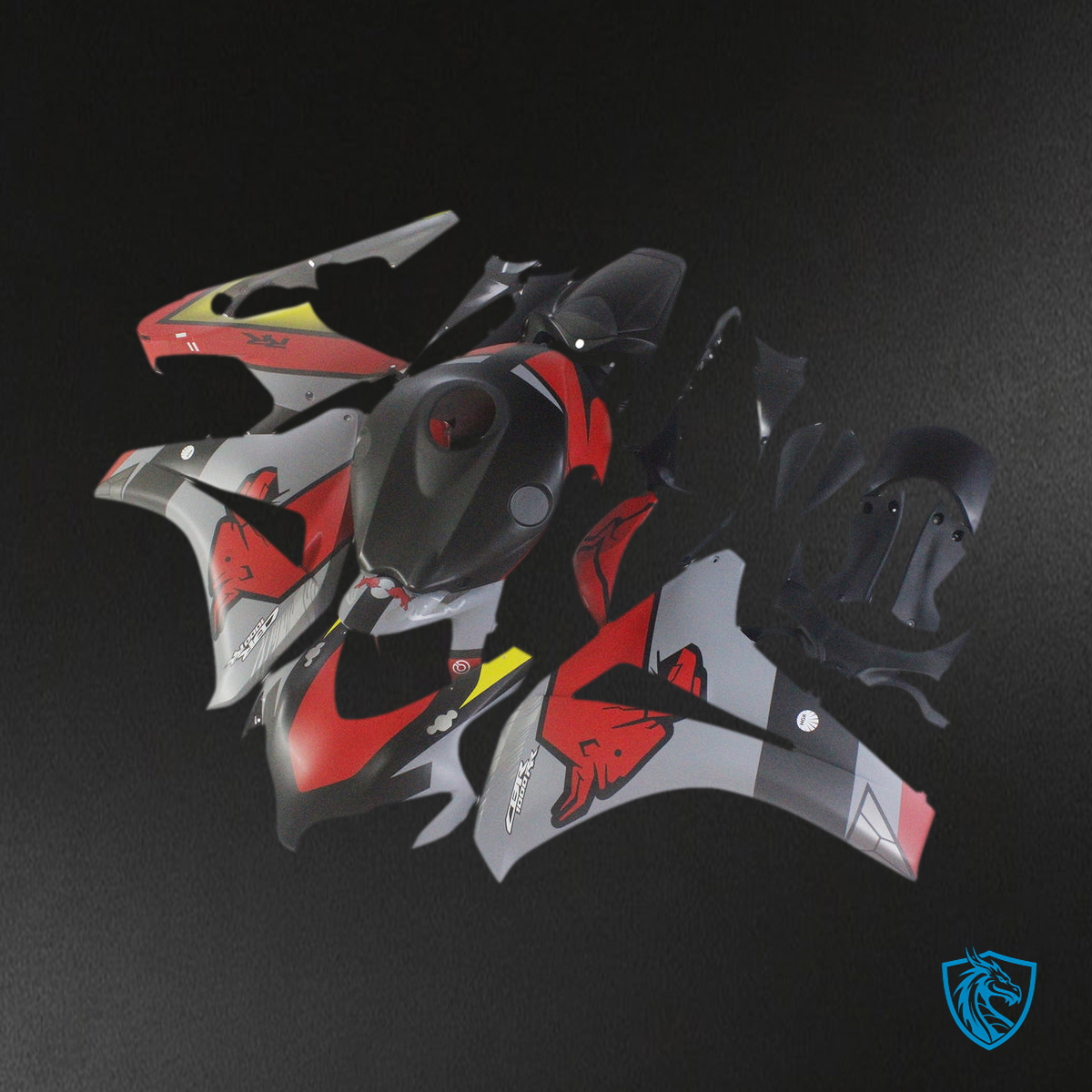 Honda CBR1000RR (2008-2011) Gray, Red & Black - Custom ABS Fairing Kit