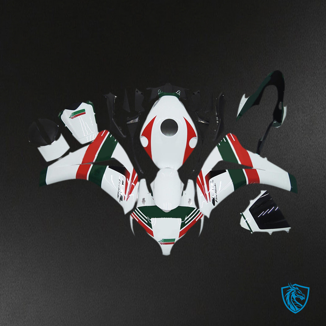Honda CBR1000RR (2008-2011) White, Red & Green - MERGEment Motorcycle Fairings Kit