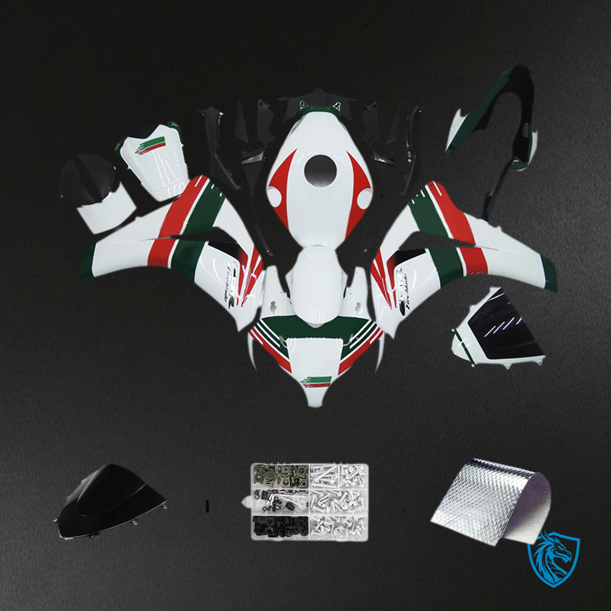 Honda CBR1000RR (2008-2011) White, Red & Green - MERGEment Motorcycle Fairings Kit