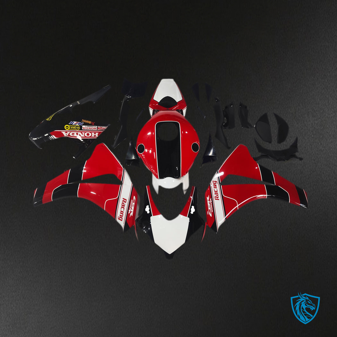 Honda CBR1000RR (2008-2011) White, Red & Black Fairing Kit - Aftermarket ABS Bodywork