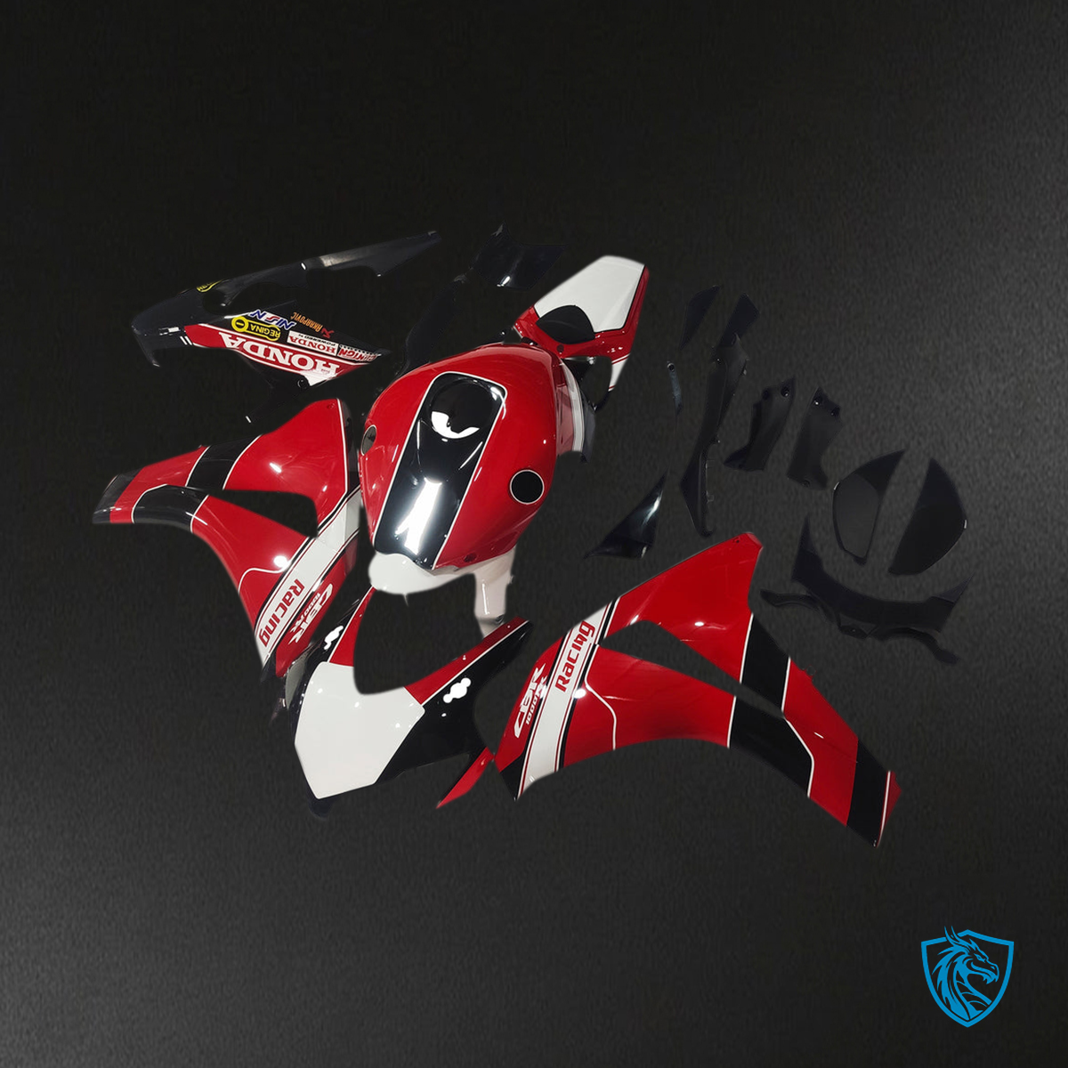 Honda CBR1000RR (2008-2011) White, Red & Black Fairing Kit - Aftermarket ABS Bodywork