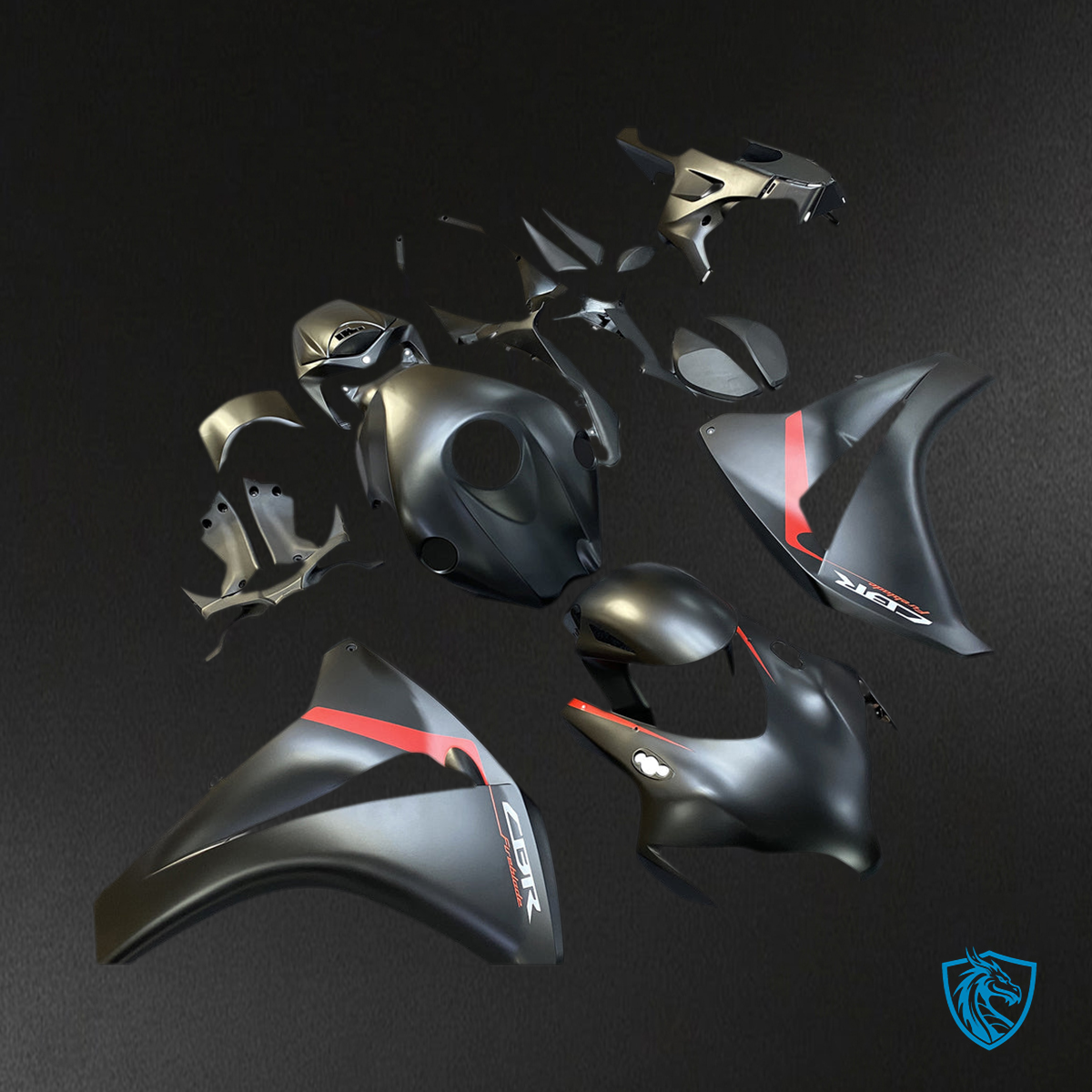 Honda CBR1000RR (2008-2011) Matte Black & Red - MERGEment Motorcycle Fairings Kit