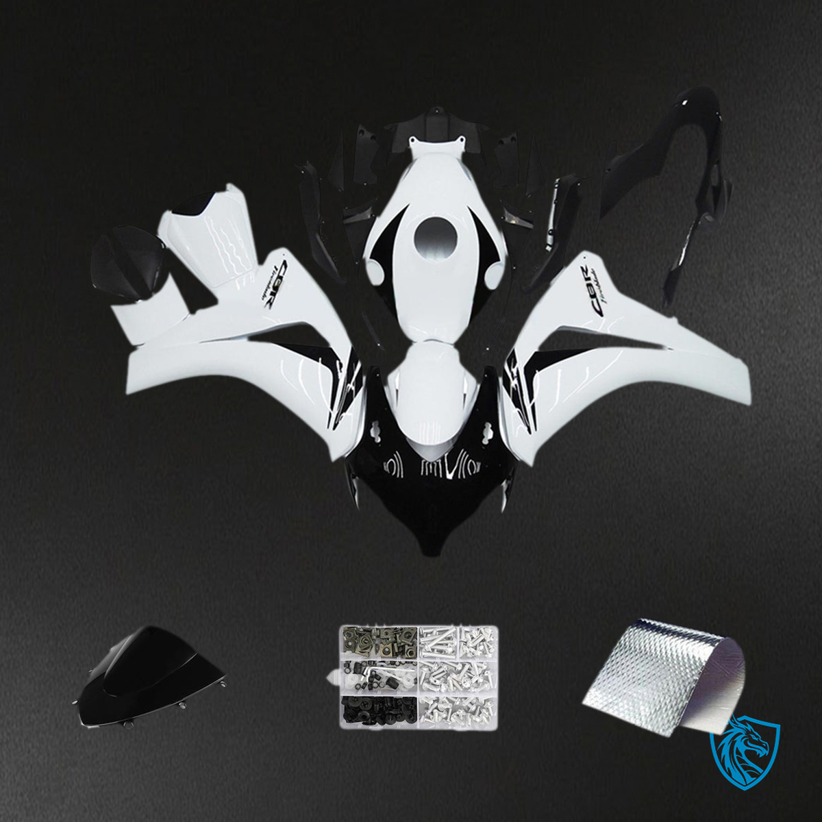 Honda CBR1000RR (2008-2011) White & Black Fairing Kit - Aftermarket ABS Bodywork
