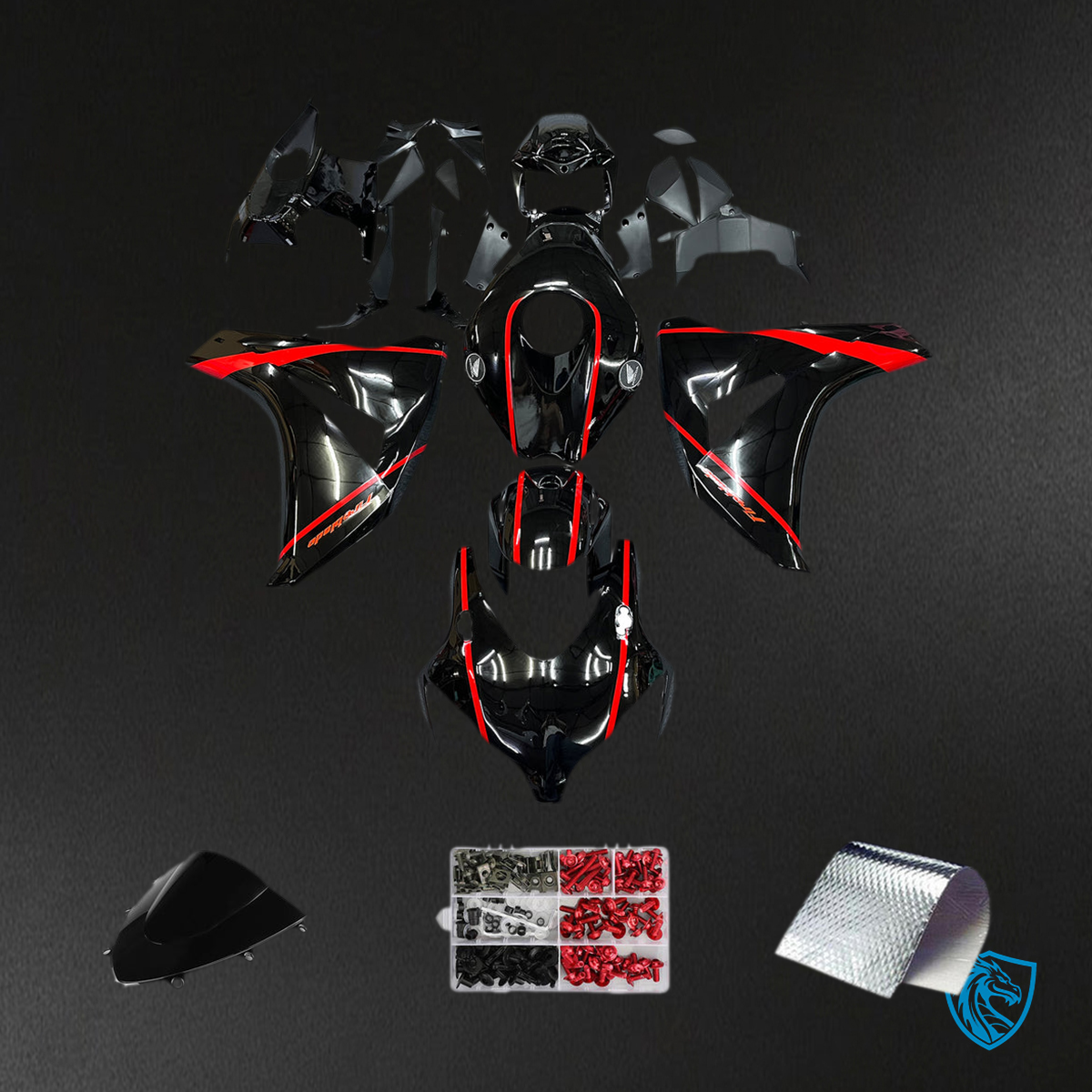 Honda CBR1000RR (2008-2011) Gloss Black & Red Fairing Kit | ABS Bodywork