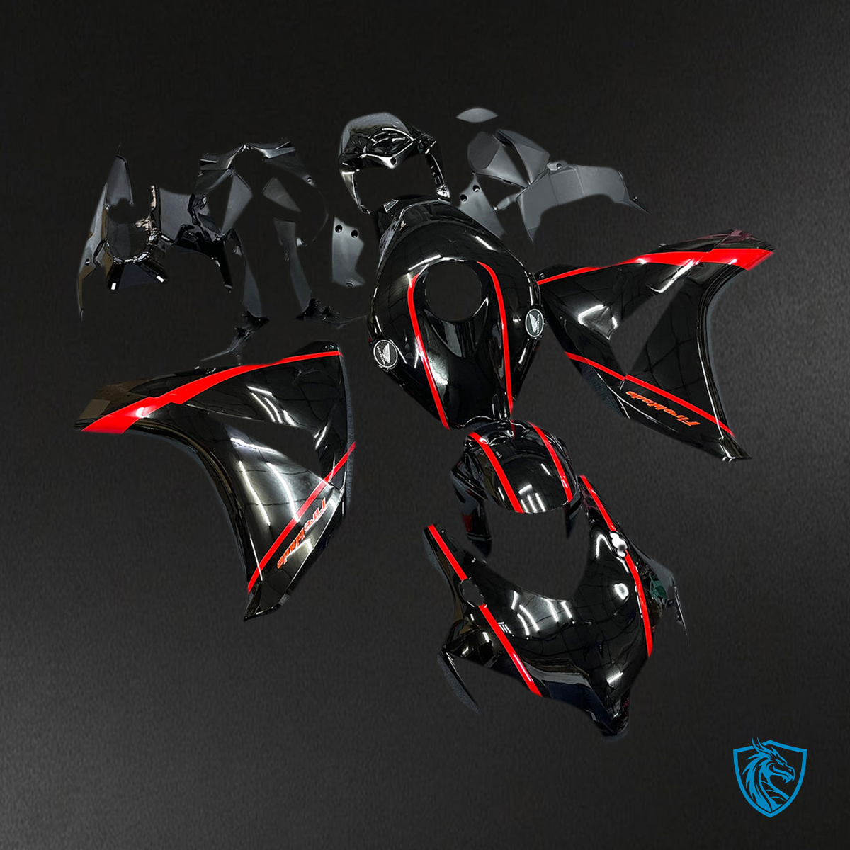 Honda CBR1000RR (2008-2011) Gloss Black & Red Fairing Kit | ABS Bodywork