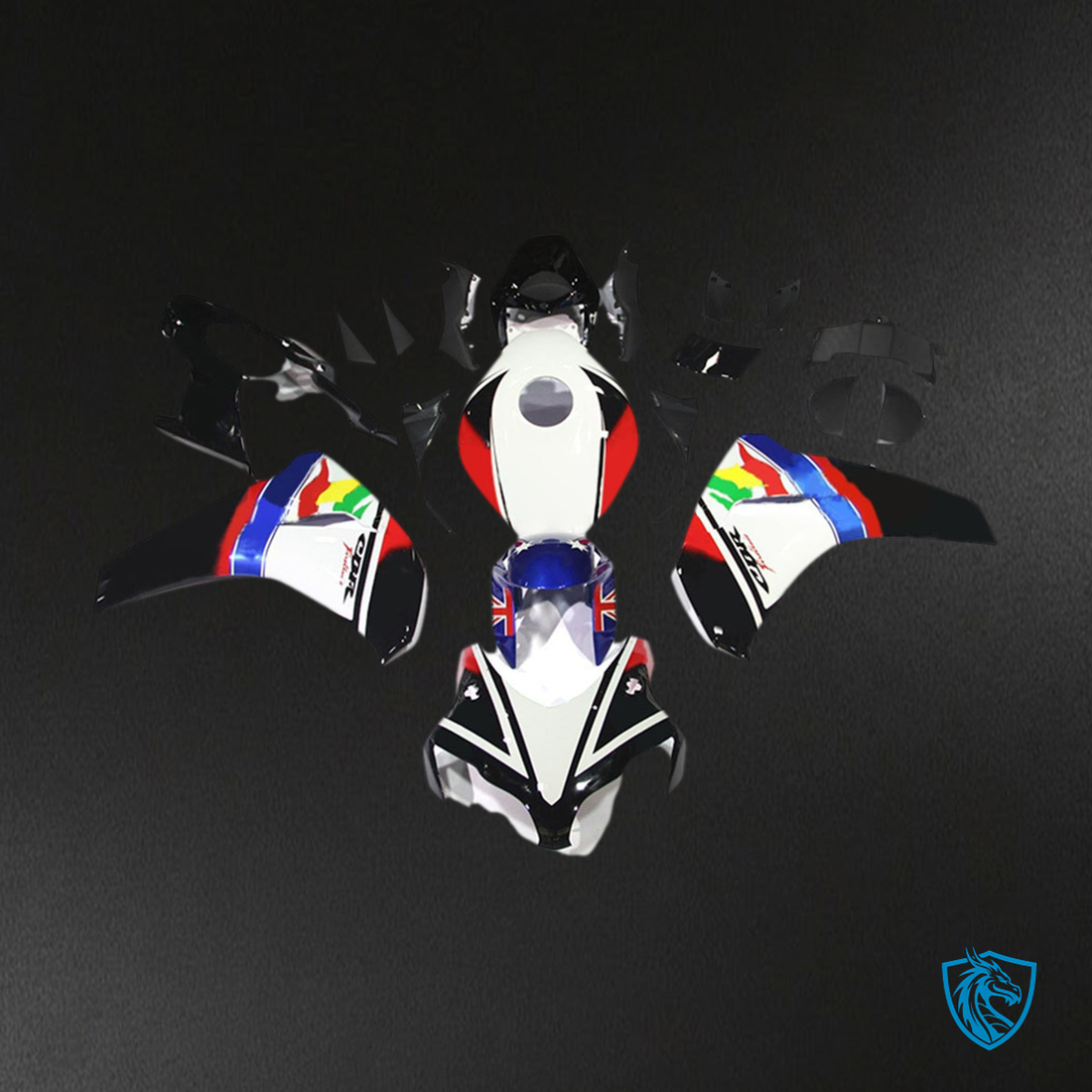 Honda CBR1000RR (2008-2011) White, Black & Red - Custom ABS Fairing Kit