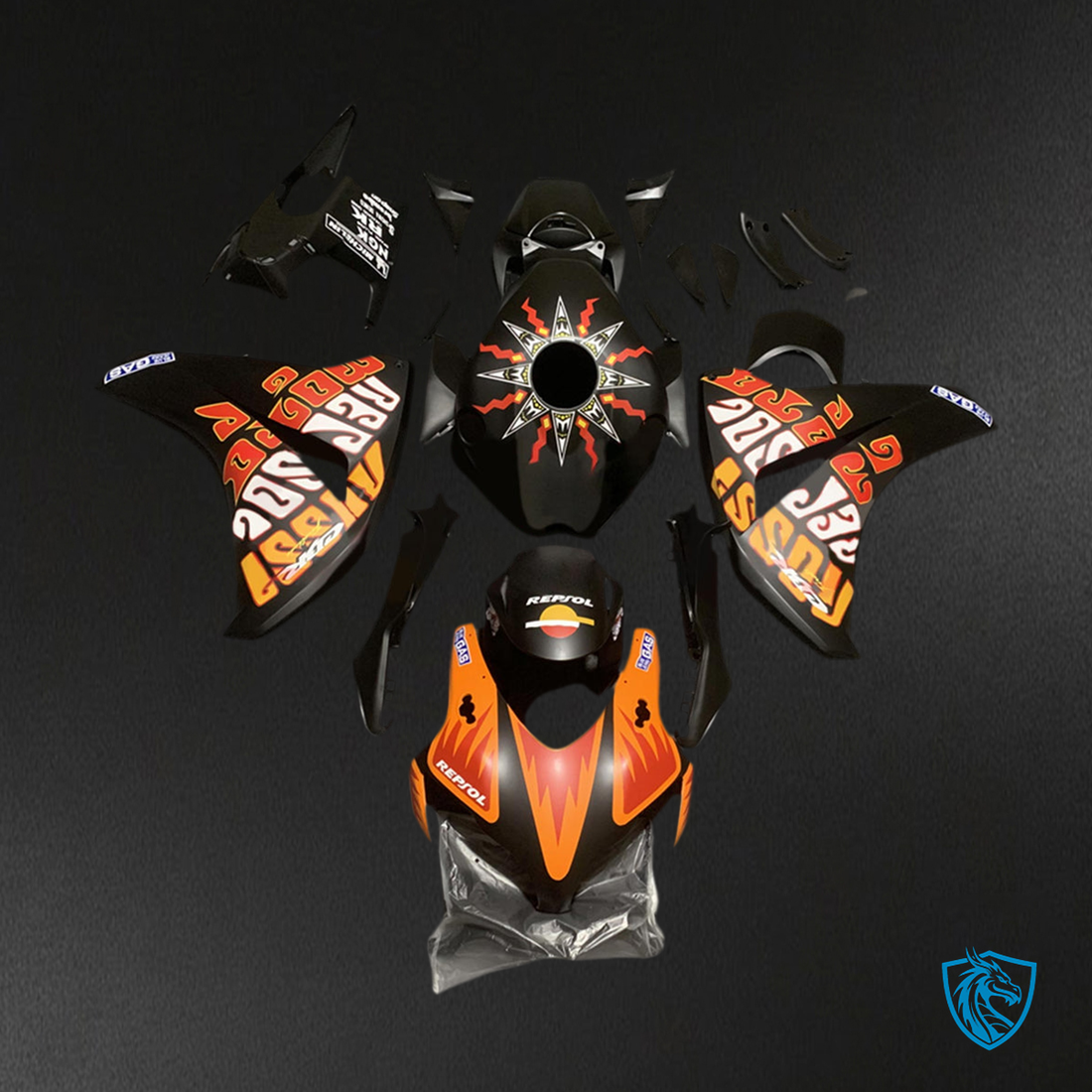 Honda CBR1000RR (2008-2011) Black & Orange Fairing Kit | ABS Bodywork