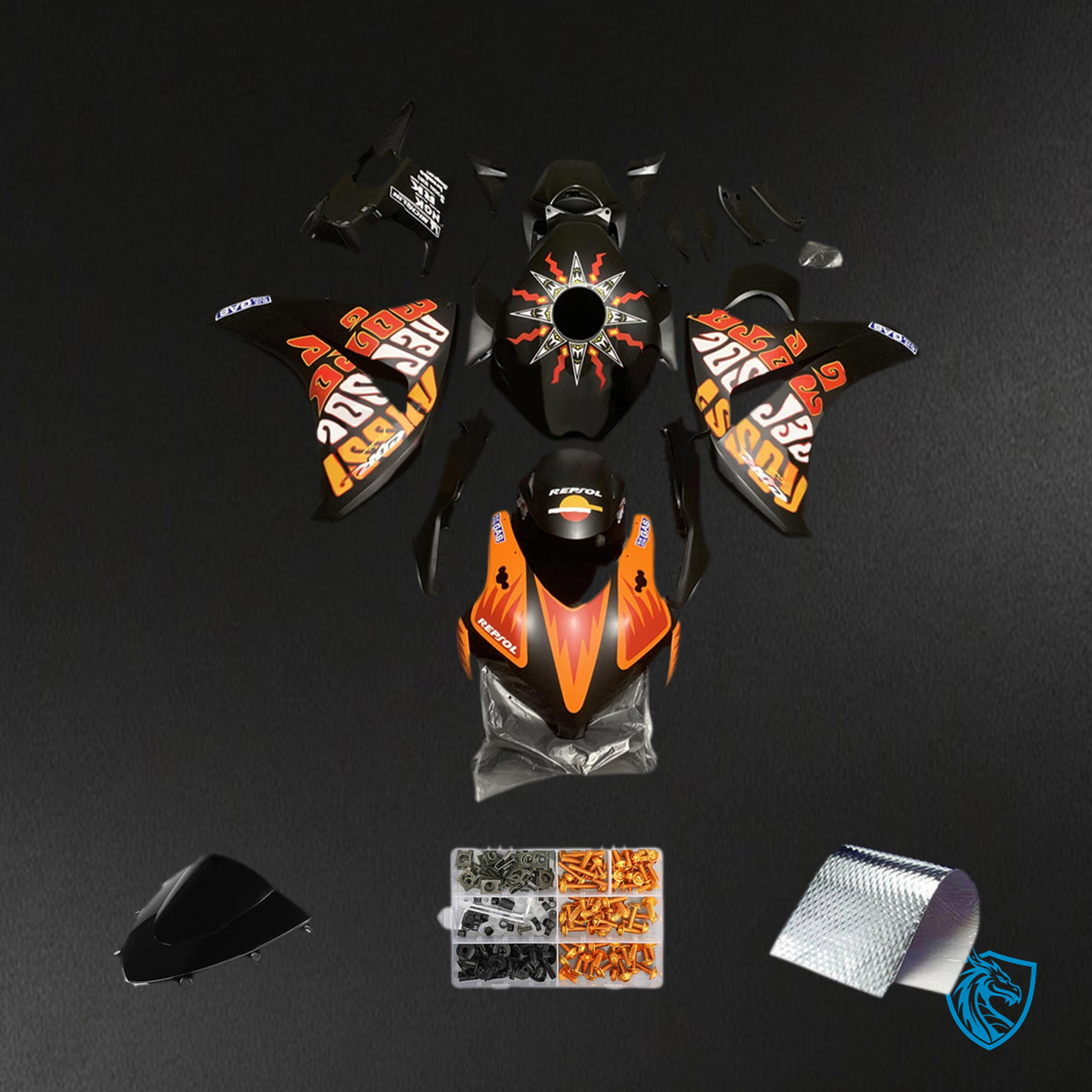 Honda CBR1000RR (2008-2011) Black & Orange Fairing Kit | ABS Bodywork