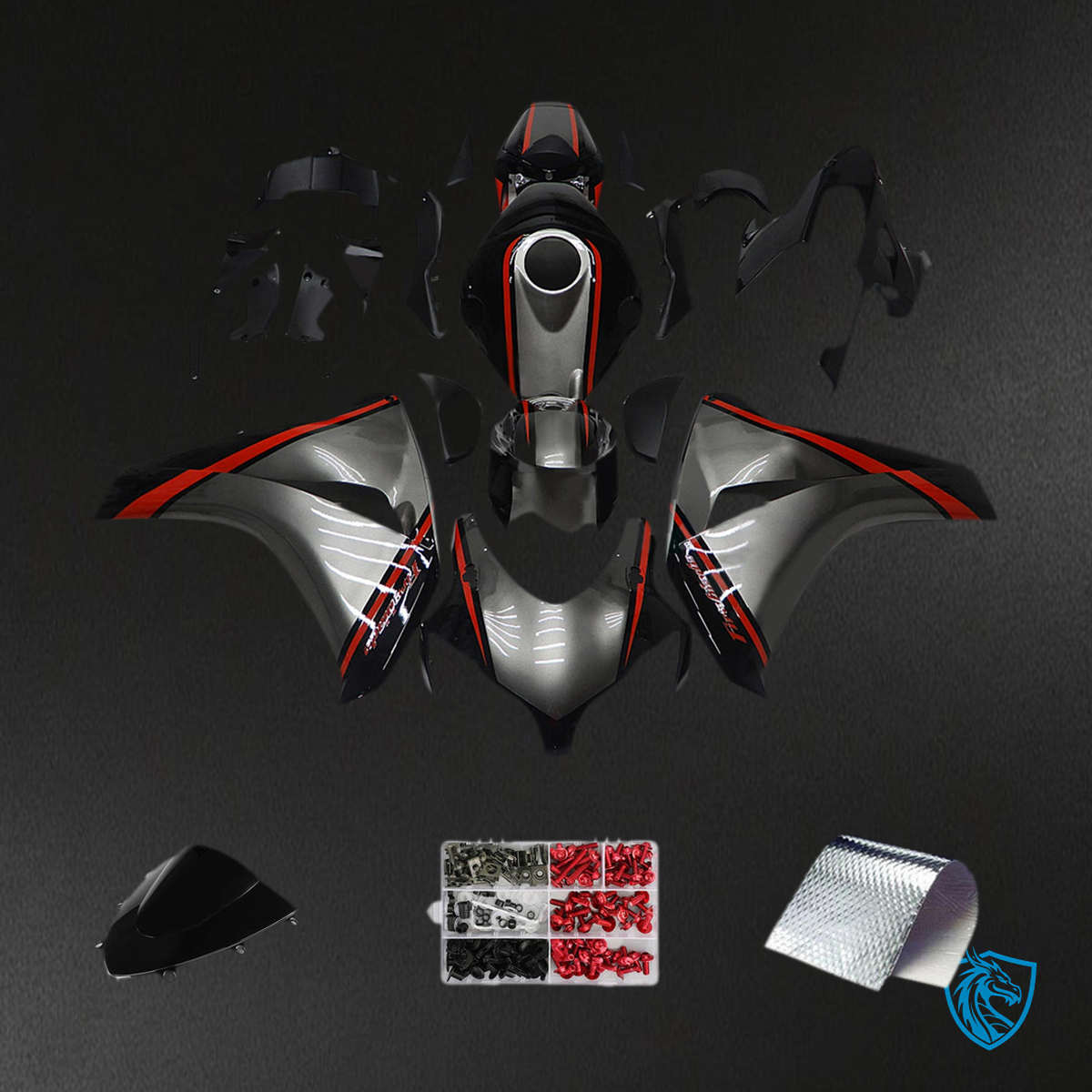 Honda CBR1000RR (2008-2011) Black & Red Fairing Kit - Aftermarket ABS Bodywork