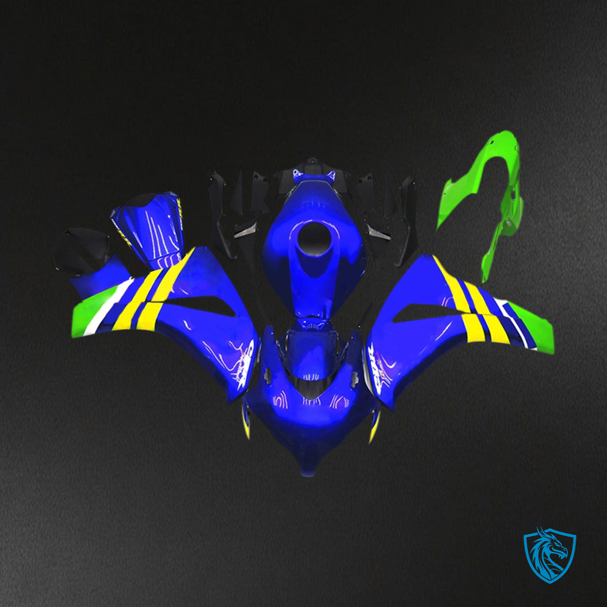 Honda CBR1000RR (2008-2011) Blue, Yellow & Green  - MERGEment Motorcycle Fairings Kit
