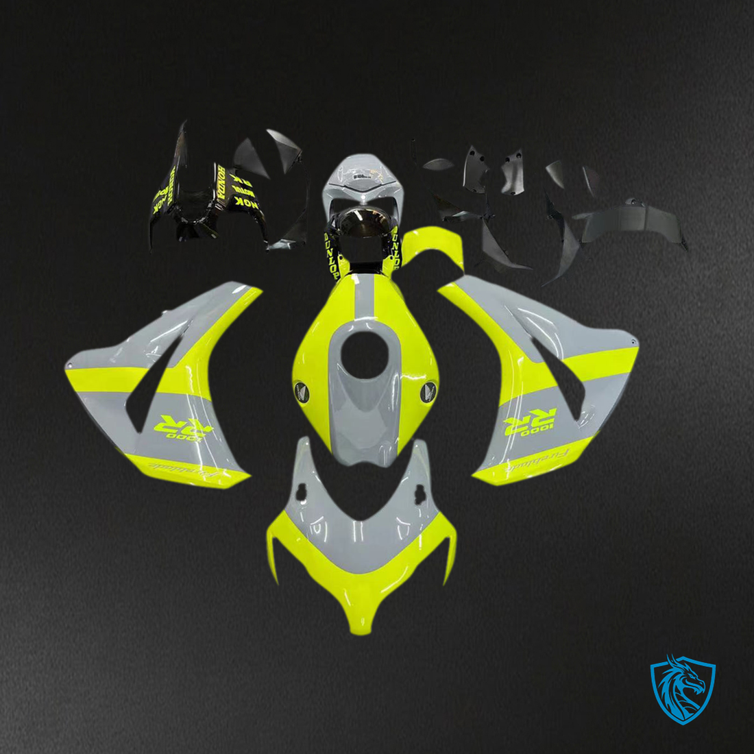 Honda CBR1000RR (2008-2011) Gray & Neon Yellow Fairing Kit - Aftermarket ABS Bodywork